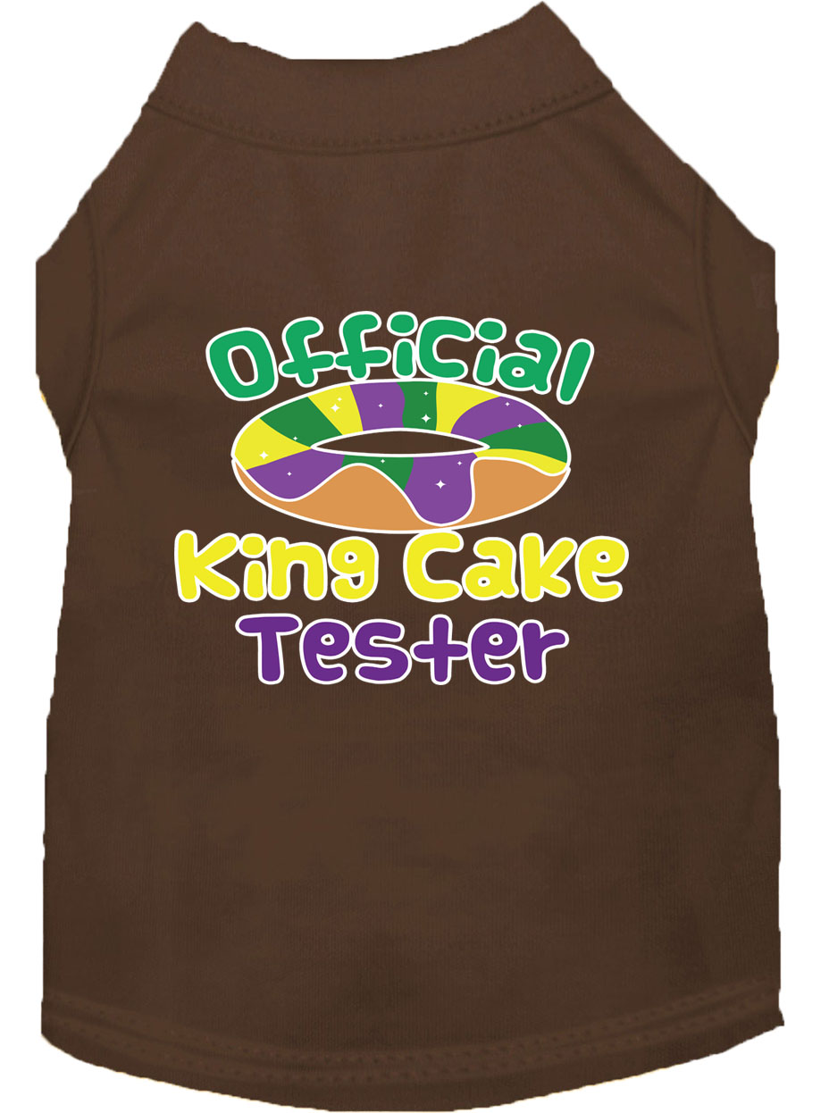 King Cake Taster Screen Print Mardi Gras Dog Shirt Brown Sm